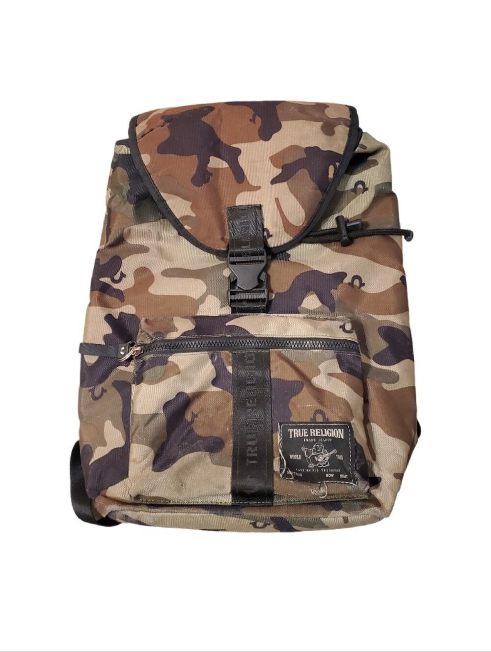 True Religion Ridge Brown Camo Rucksack Travel Bag Backpack